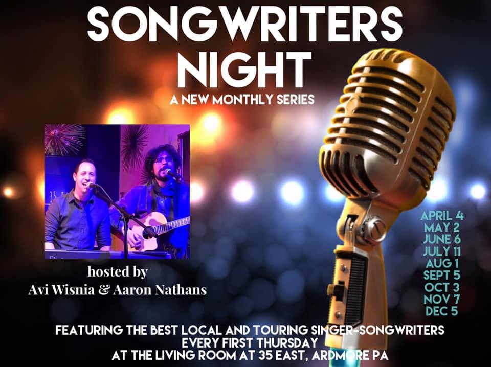 Songwriters Night monthly flyer at Living Room Ardmore PA 2019
