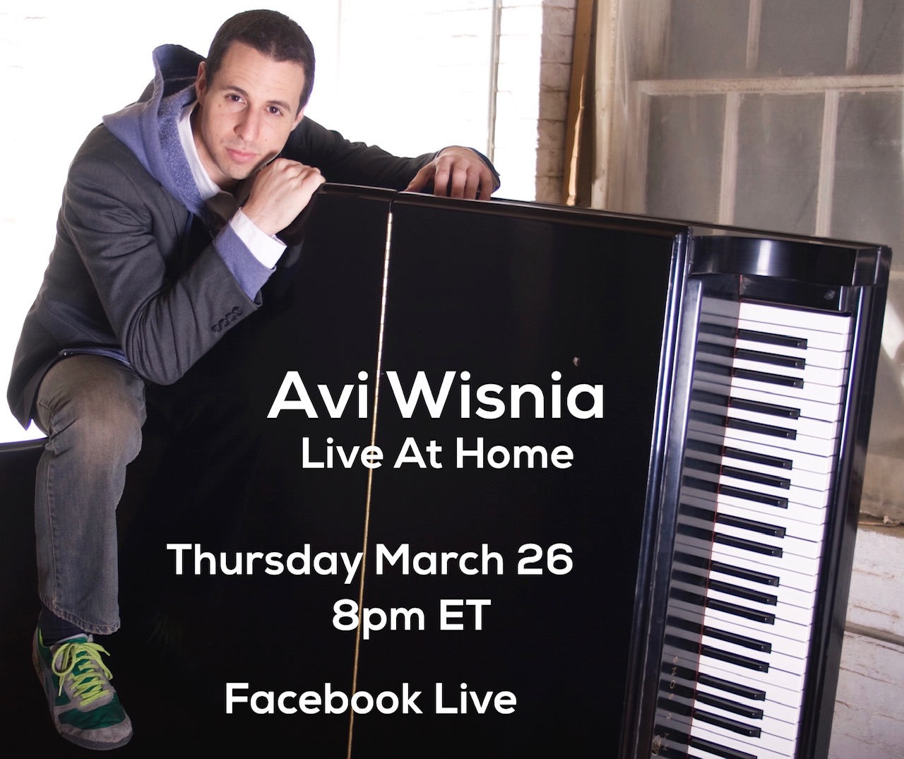 Live At Home Avi Wisnia Facebook Live Concert Flyer CoronaVirus Pandemic March2020