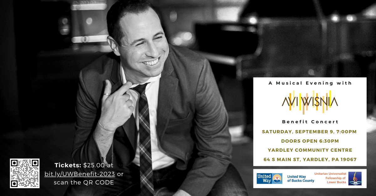 UUFLB Avi Wisnia Yardley Benefit Concert banner